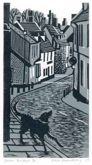 Down Bridge Street Lino print